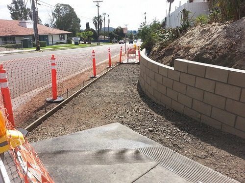 retaining wall and walkway